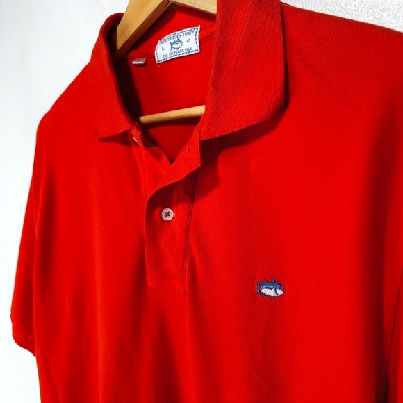 Clemson Tigers Southern Tide Skipjack Polo Men Large ORANGE Cotton Stretch Paw - Picture 4 of 10